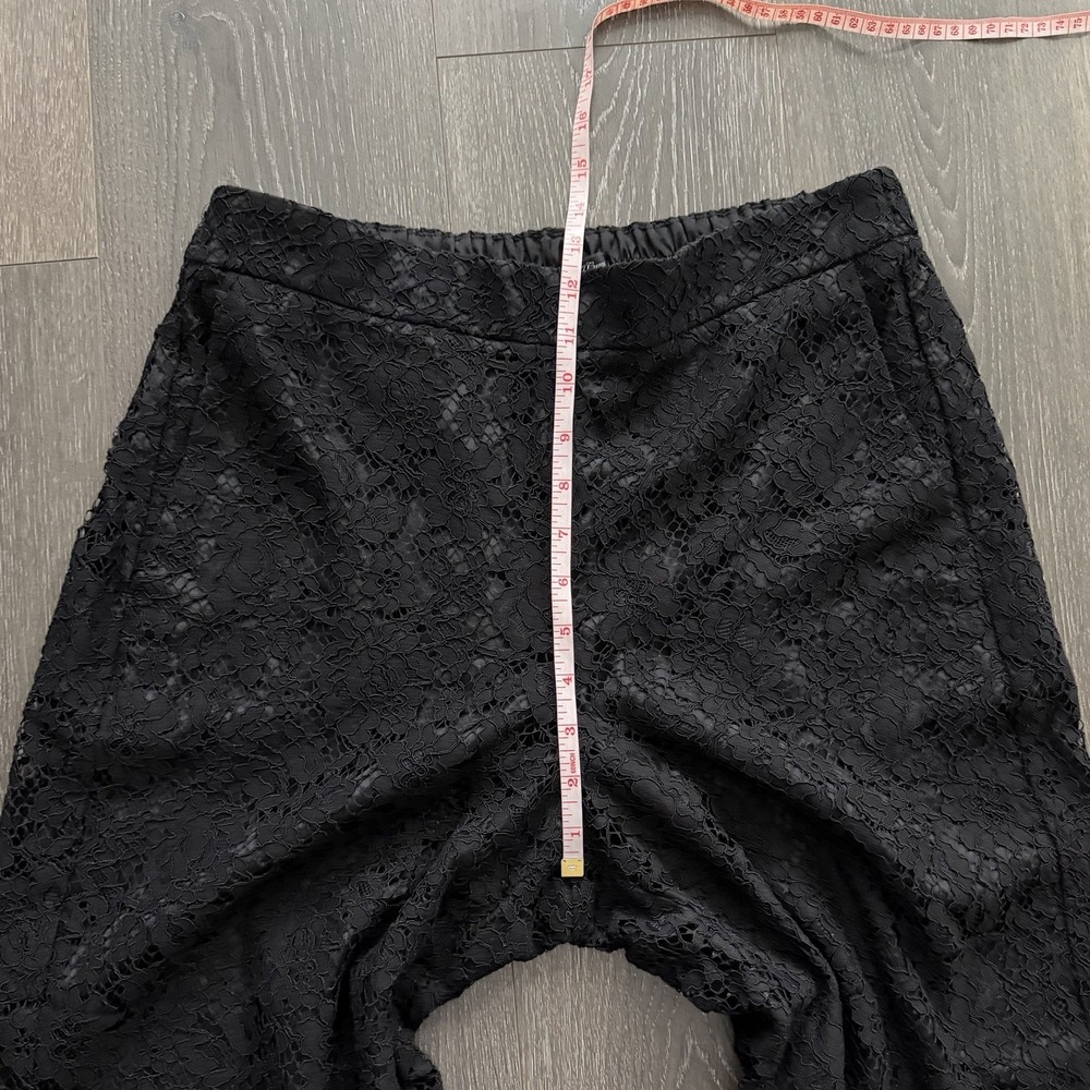 J Crew High Rise Pull On Lace Cropped Pants Black 12 Romantic Whimsigoth Preppy - Picture 7 of 11